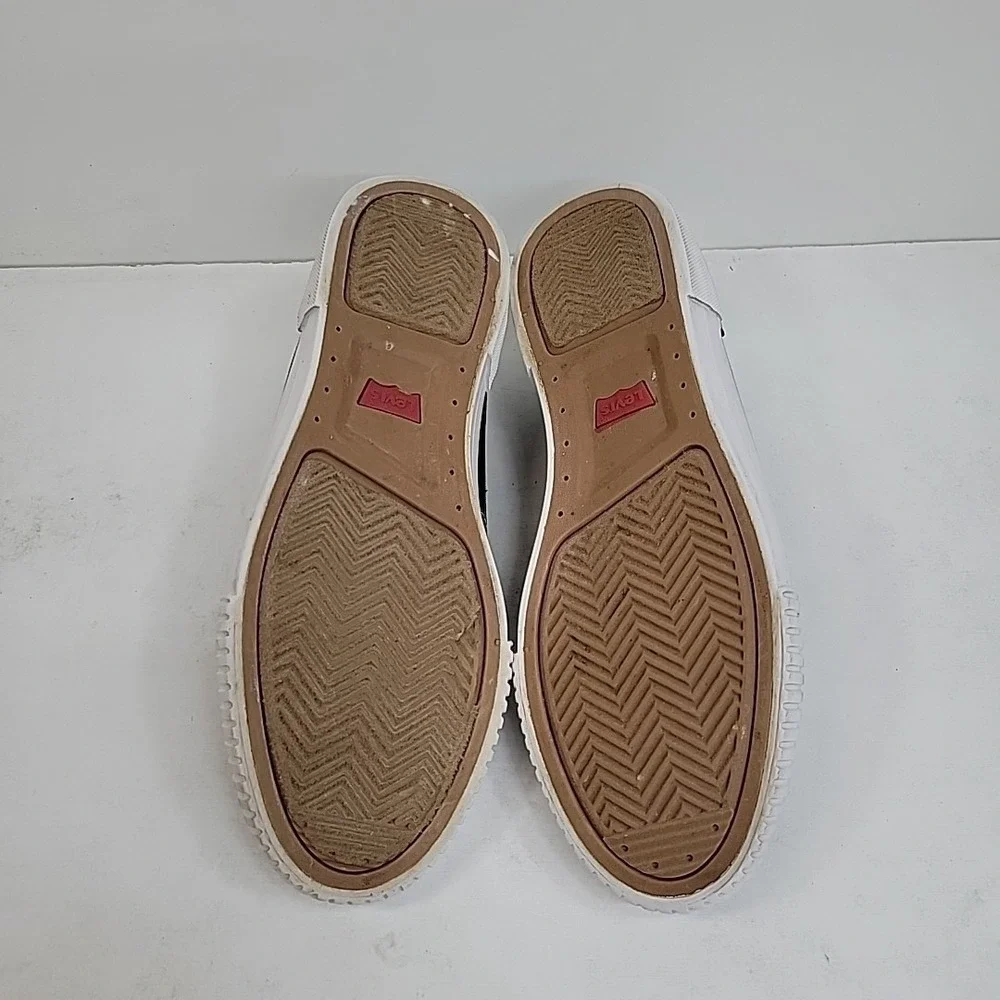 Levis Women's Size 8.5 Logo Sneakers Canvas Low-Top Shoes‎ Black/White